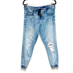Men's Light Blue Distressed Jeans